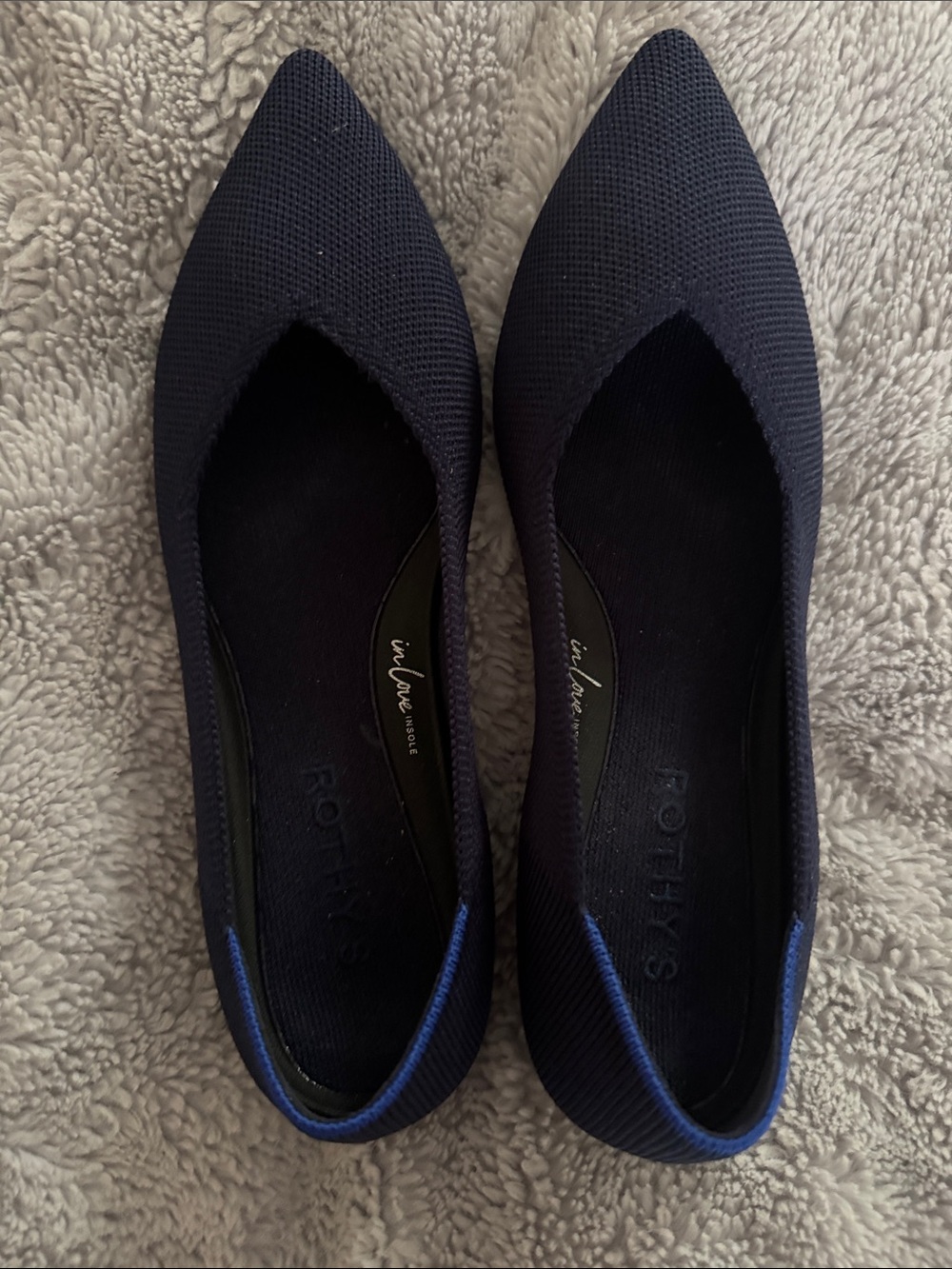 Rothy's Pointed-Toe Flats in Navy Blue